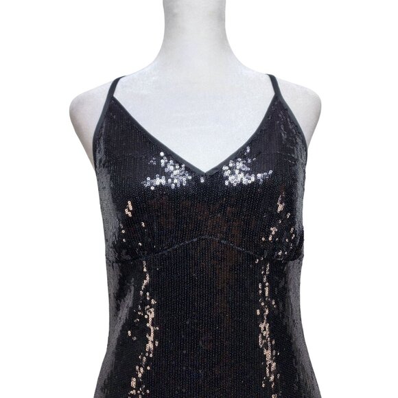 Black Sequin Sleeveless Cocktail Mini Dress WOMENS By Meetjen Size M - Picture 4 of 12
